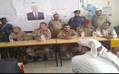 القاعة تضج بشعار ” بالروح والدم نفديك ياجنوب” في إجتماع رأسه محافظ أبين في لودر