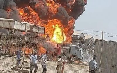اندلاع حريق في مساكب شركة النفط بعدن