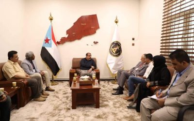 اللواء بن بريك يستقبل الأمين العام لمنظمة نداء جنيف