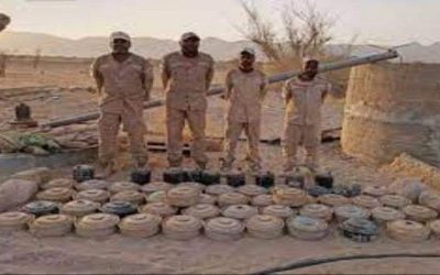 فريق مسام ينزع عشرات الألغام الحوثية من عسيلان