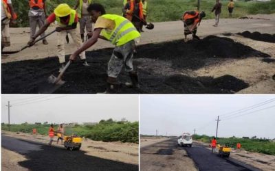 مدير عام مديرية خنفر”اليوسفي “يتفقد بدء العمل في  مشروع صيانة طريق  زنجبار جعار