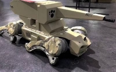 الصين تكشف عن أول كلب آلي مسلّح بمدفع رشاش
