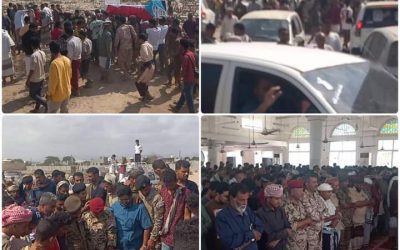 بحضور قيادات عسكرية وامنية تشييع مهيب لجثمان الشهيد نبيل السنيدي الى مثواة الأخير بأبين