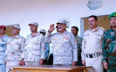 اللواء الركن فضل حسن يشهد حفل تدشين العام التدريبي والمعنوي 2023م للواء الثاني مشاة حزم بمحور العند