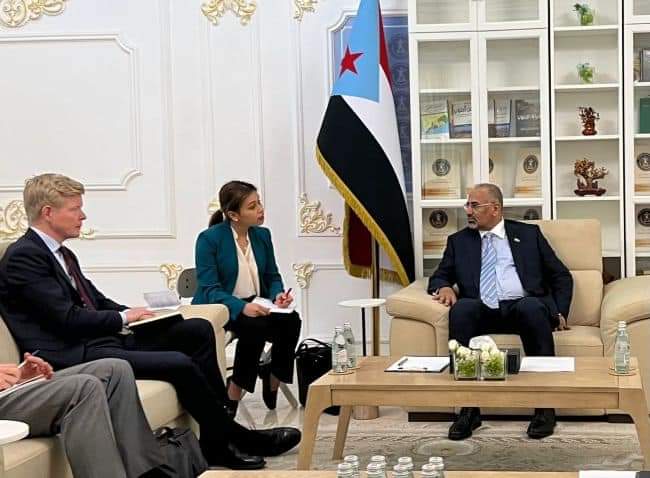 الرئيس الزبيدي يناقش مع المبعوث الأممي مستجدات الأوضاع السياسية والإنسانية في البلاد