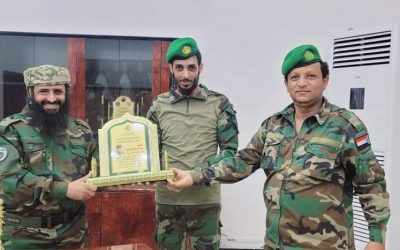 إدارة الإعلام بقوات الحزام الأمني تكرم  مكتب القائد العام