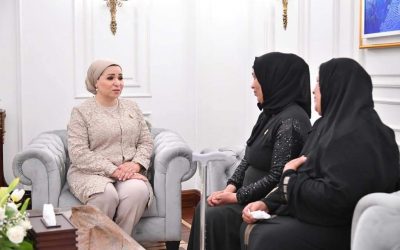 عبرت السيدة انتصار السيسي قرينة رئيس الجمهورية، عن سعادتها البالغة بالحديث مع سيدات مصر الملهمات.
