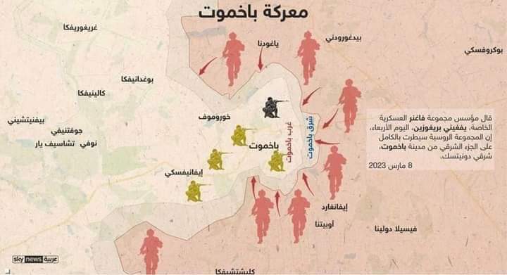 فاغنر” تعلن سيطرتها على الجزء الشرقي بأكمله من باخموت