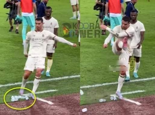 ركل زجاجات المياه بغضب.. رونالدو غير راضي بعد الخسارة أمام الاتحاد وضياع الصدارة