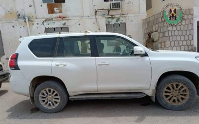 قوات الحزام الامني بأبين تستعيد سيارة منظمة “كير” بعد ساعات من سرقتها