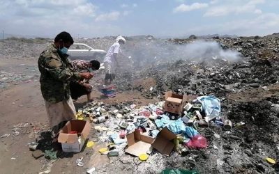 مكتب الأشغال بمديرية  خنفر يتلف كمية من المواد المنتهية الصلاحية