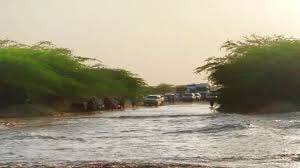 سيول جارفة تتدفق في وادي أحور