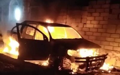 مجهولون يحرقون سيارة جمعية صيادي الحسي السمكية بميفع فجر اليوم الجمعه