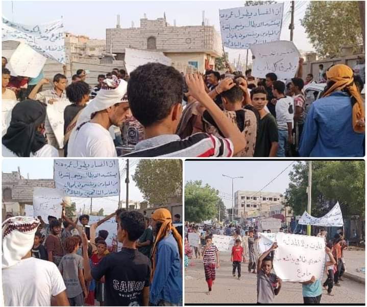مسيرة جماهيرية راجلة في مدينة جعار تندد بتردي الأوضاع المعيشية والغلاء  وإنهيار العملة المحلية وتردي الخدمات