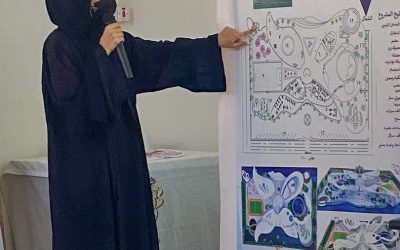 مستشارة مؤسسة الطلاب المتفوقين الدكتورة هيفاء مكاوي تحضر مناقشات مشاريع التخرج لقسم الفنون بجامعة عدن