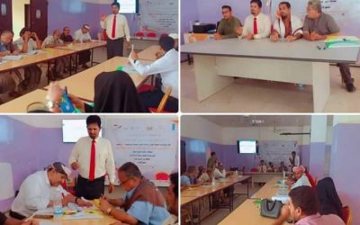 بحضور مدير عام خنفر “اليوسفي” ..   تدشين  الورشة التدريبية “في الحد من مخاطر الكوارث ونظام الانذار المبكر القائم على المجتمع لجمعيات مستخدمي المياه   والسلطة المحلية خنفر