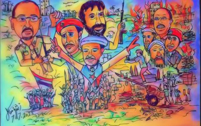 لوحة ٧/٧ يوم الأرض الجنوبية من إبداعات المخرج أشرف كمال