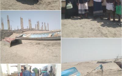 دوعن يتفقد الأضرار الناجمة عن الرياح والامطار الغزيرة  بقوارب الصيادين بمركز الشيخ عبدالله بزنجبار