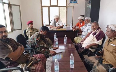 مدير عام أحور يجتمع بالاجهزة الامنية والعسكرية  في المديرية