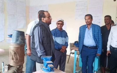 محافظ ابين وفريق المنظمة المستقلة يطلعان على أهم الاحتياجات لإعادة تأهيل وتجهيز المعهد التقني والمعهد الصناعي بالكود