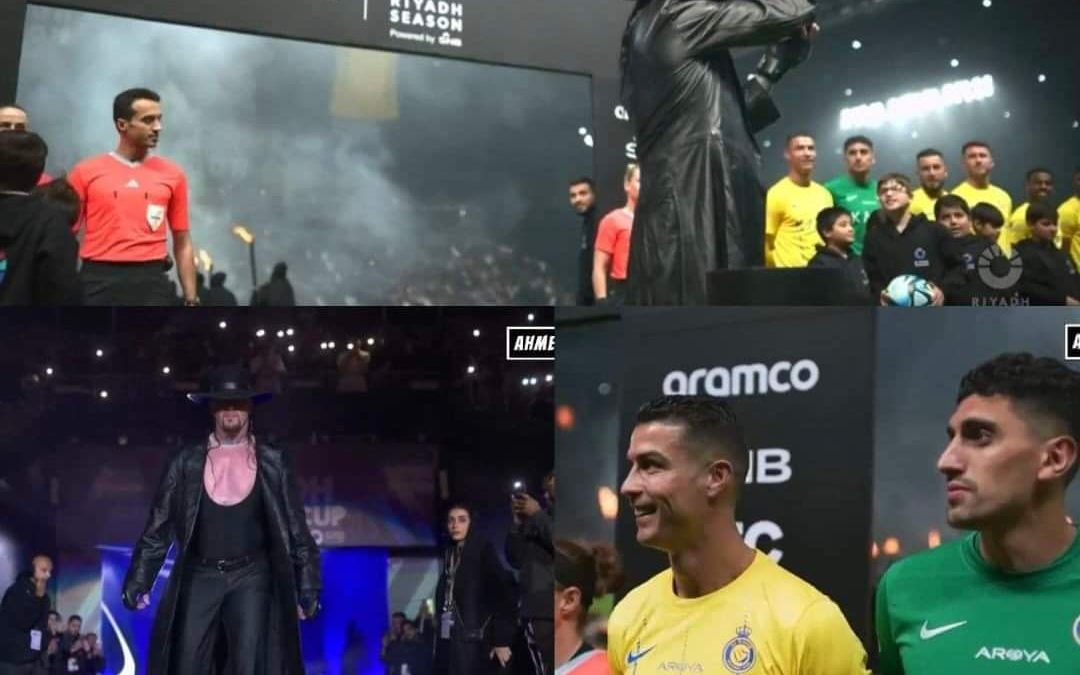 رونالدو لم يتمالك نفسه.. المصارع العالمي أندرتيكر يفاجئ جماهير الهلال والنصر ويكشف عن كأس موسم الرياض