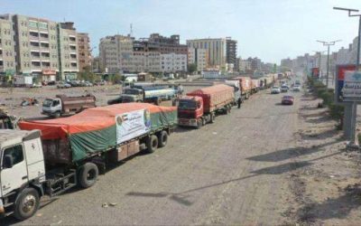 هيئة الإغاثة تواصل إرسال السلال الغذائية الخاصة بالأسر المحتاجة إلى محافظات الجنوب