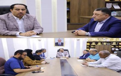 معالي وزير الشباب والرياضة يناقش مع الأمين العام للمجلس المحلي أبين هموم أندية ومشاريع البنى التحتية بأبين