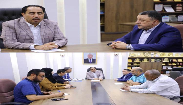 معالي وزير الشباب والرياضة يناقش مع الأمين العام للمجلس المحلي أبين هموم أندية ومشاريع البنى التحتية بأبين