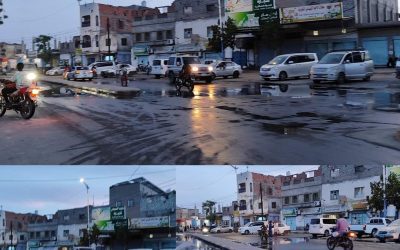مياه الصرف الصحي تغرق شوارع مدينة زنجبار أبين.  صور.