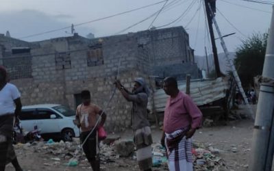 باشراف ومتابعة انتقالي خنفر اصلاح الاسلاك الضغط المنخفض بباتيس