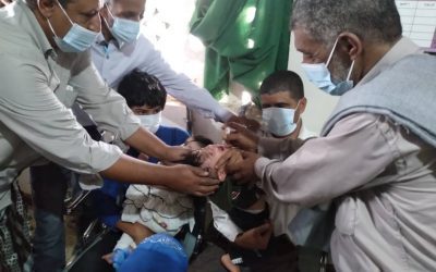 تدشين الحملة الوطنية الاحترازية للتحصين ضد مرض شلل الأطفال في مديرية رصد بمحافظة ابين