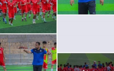 منتخب الناشئين يجري تدريب صباحي على ملعب روكب بالمكلا