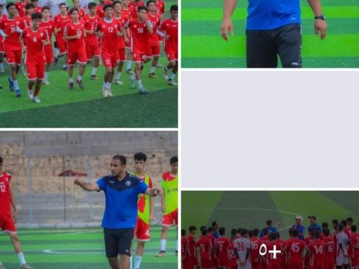 منتخب الناشئين يجري تدريب صباحي على ملعب روكب بالمكلا
