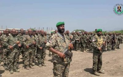 العميدان مهدي والقبة يشهدان عرضًا عسكريًا لقوات الحزام الأمني بالضالع