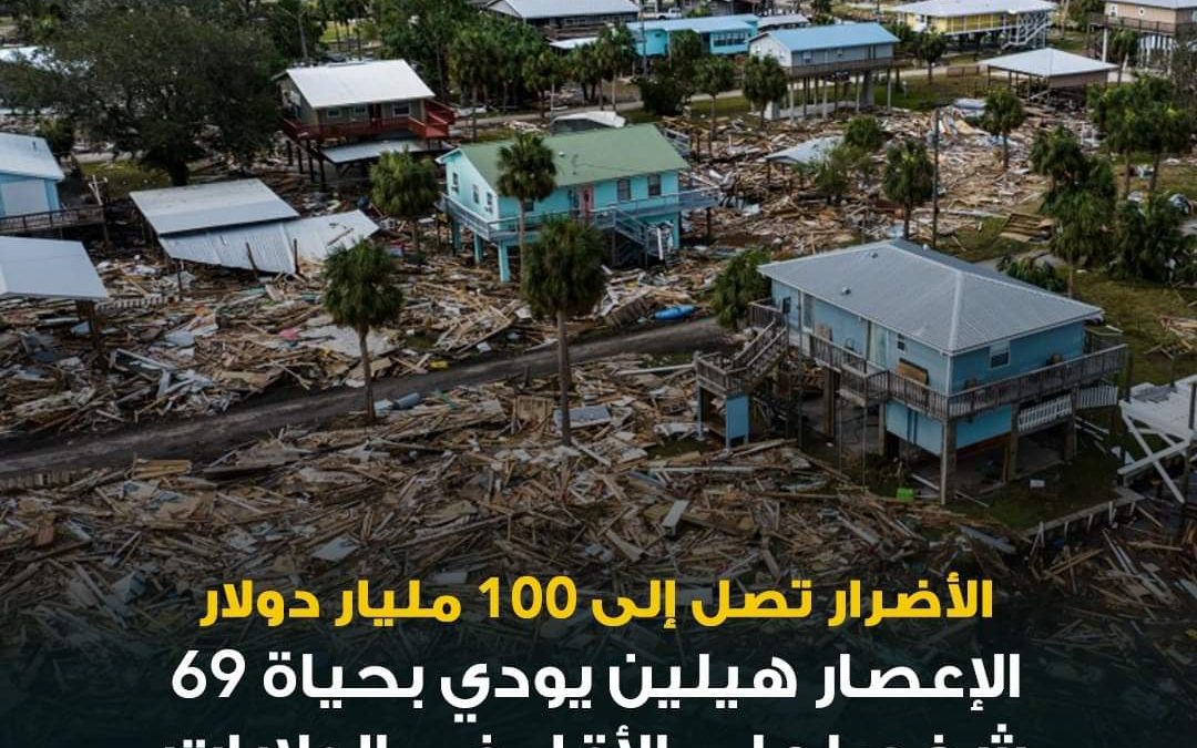 الولايات المتحدة.. ارتفاع عدد قتلى إعصار هيلين إلى أكثر من 90