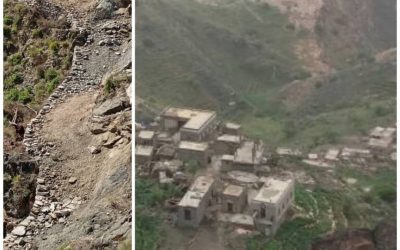 بجهود أهلية: آل عامر وآل عبادي واصل في قرية المدرج بيافع يشقون طريق جبلية بطول أربعة كيلو متر