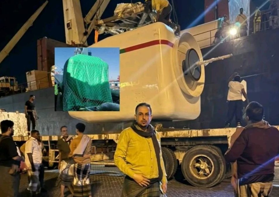 رجل الأعمال وليد السعدي يستلم أول توربين للرياح لتوليد الكهربائية بمشروع مدينة سماء الخليج الإستثماري بأبين