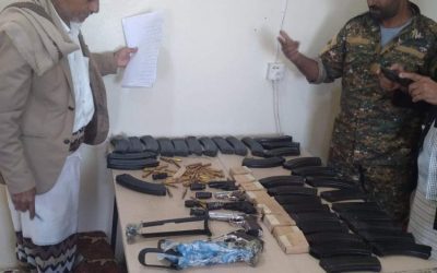 محور يافع يحبط عملية لتهريب أسلحة ومستلزمات عسكرية أخرى