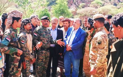 فريق التواصل يتفقد قوات الحزام الأمني بقطاع سباح المرابطة في الخطوط الأمامية لجبهة حدق