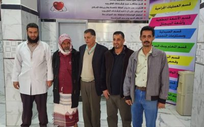 مدير عام يهر يزور الطالب صالح عبدالله حسن في مستشفى طيبة بلبعوس يافع .