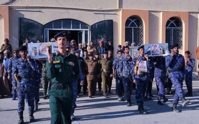 مراسم تشييع رسمي لشهداء الكمين الإرهابي من منتسبي أمن مديرية الطلح، شبوة