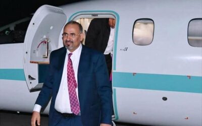 وصول الرئيس عيدروس الزُبيدي إلى العاصمة عدن قادماً من دولة الامارات العربية.