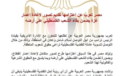 بيان مصري يرفض مخطط التهجير