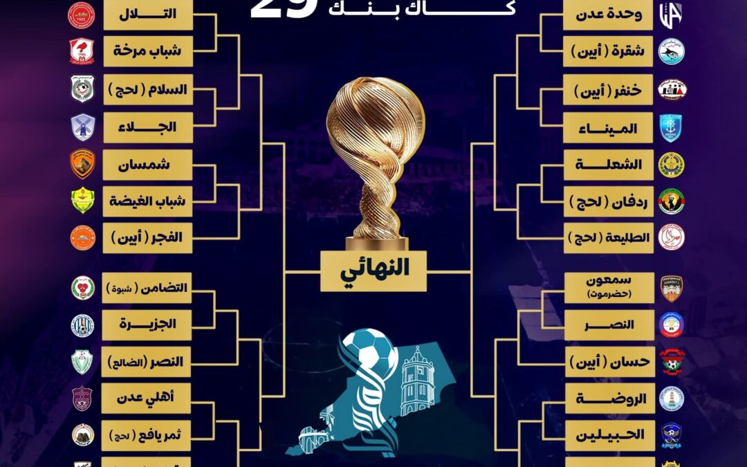 غداً.. وحدة عدن يواجه شقرة أبين في افتتاح كأس مريسي كاك بنك 29