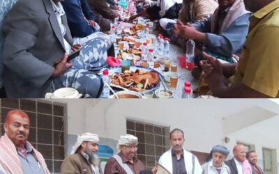 أهالي منطقة ذمّثبة بيافع سرار ينظمون مأدبة إفطار جماعي بمشاركة عدد من المسؤولين بالمديرية