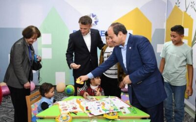 من تخوم غزة.. السيسي وماكرون يطالبان بوقف فوري للنار ورفض التهجير