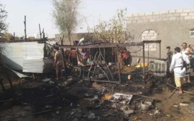 مأرب.. حريقان في مساكن نازحين خلال 24 ساعة أوقعا إصابات وخسائر مادية