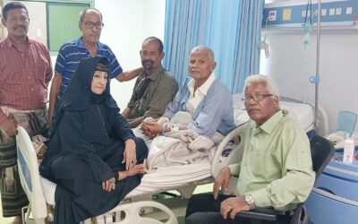 الفنانة أمل كعدل تزور الموسيقار احمد بن غودل في مستشفى الأمير محمد بن سلمان بالعاصمة عدن