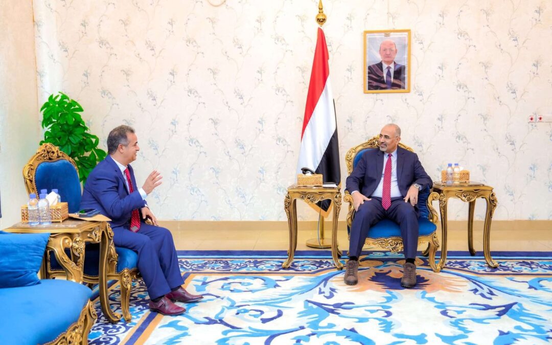 الرئيس الزُبيدي يبحث مع سفير جمهورية ليبيا سُبل تعزيز التعاون الثنائي في المجالات الاقتصادية والتنموية