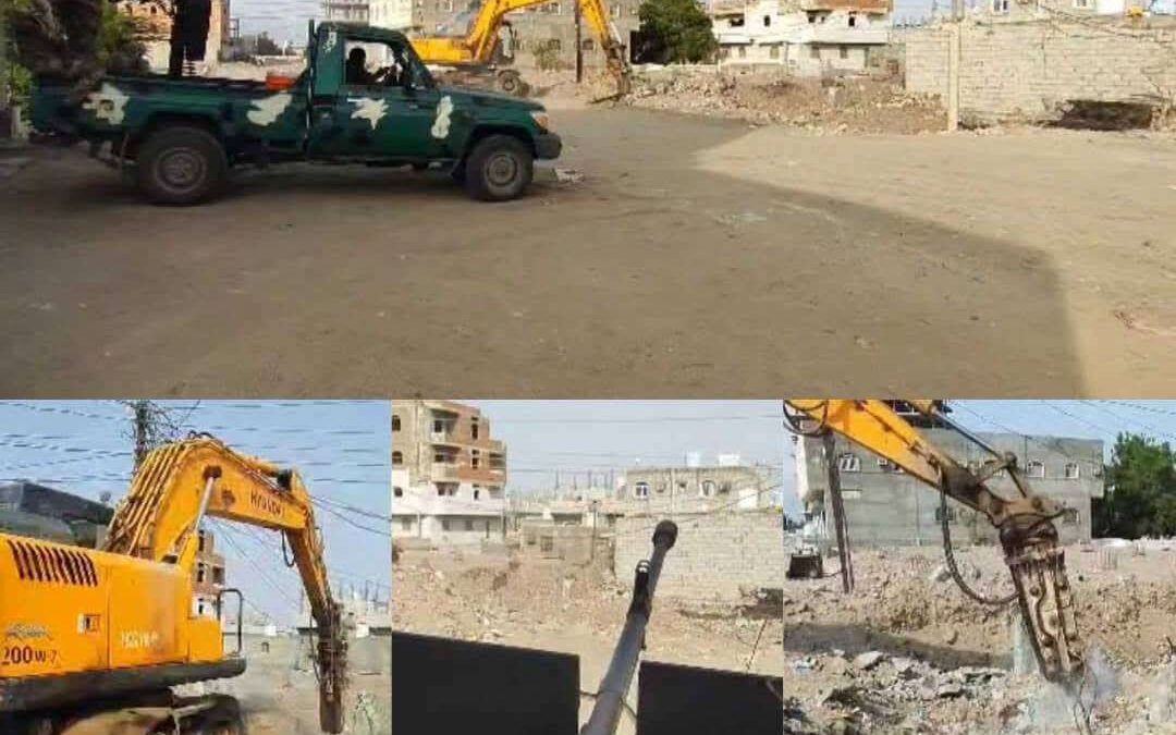 وحدة حماية الأراضي تقوم إزالة بناء عشوائي طال أرض مواطن بخور مكسر في العاصمة عدن